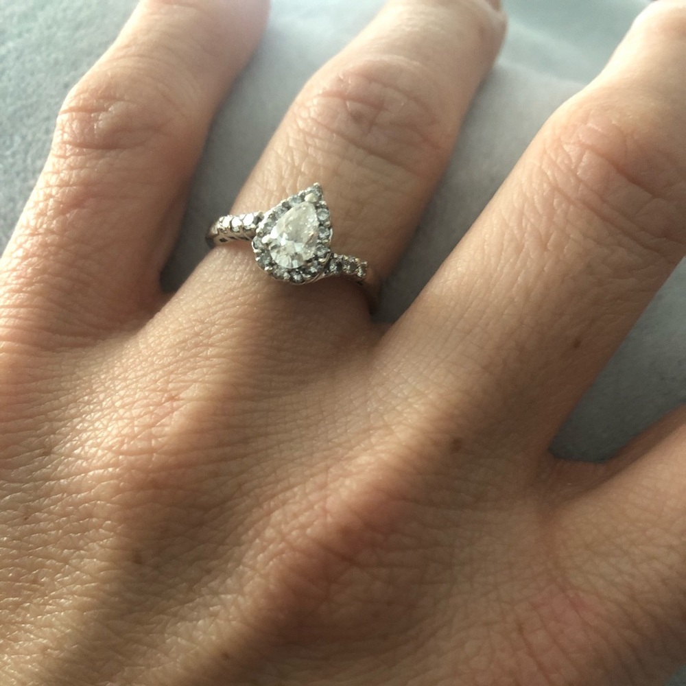 Mathew Erickson Pear Diamond Engagement Ring